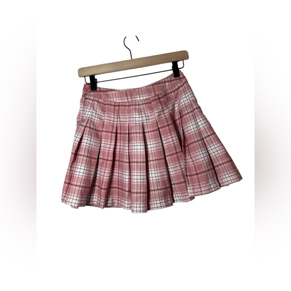 Forever 21 Pink Plaid Pleated Mini Skirt - Size Small Y2K - Picture 3 of 6